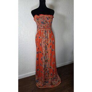 Lola P. Maxi Dress XL Strapless Sundress Tribal Aztec Festival Boho Beach Smock